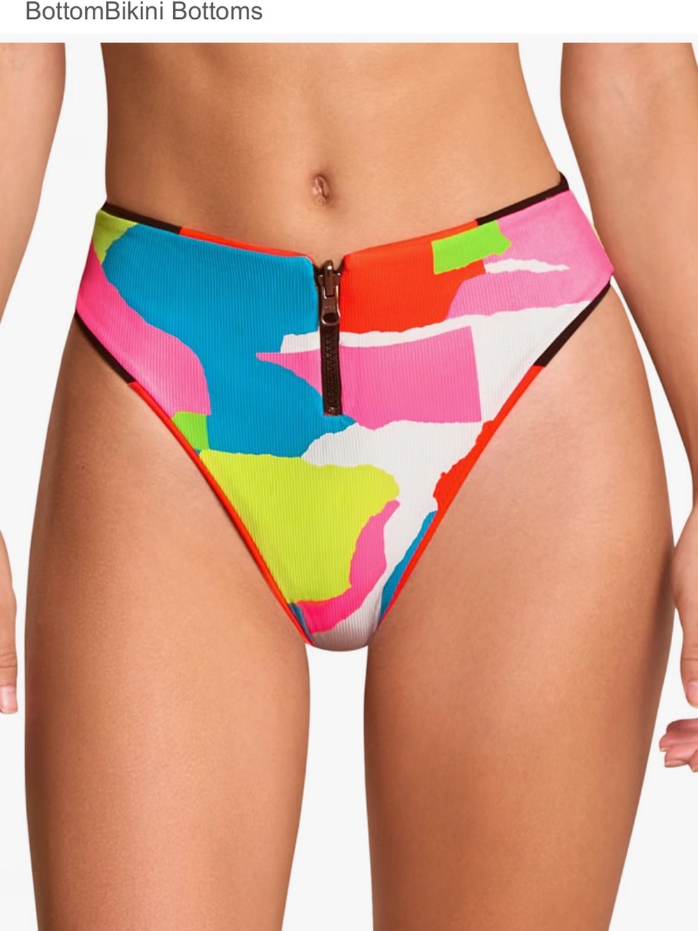 MAAJI fire Mimmi High-Waist Zip Front Bikini Bottom -reversible Multicolor SMALL